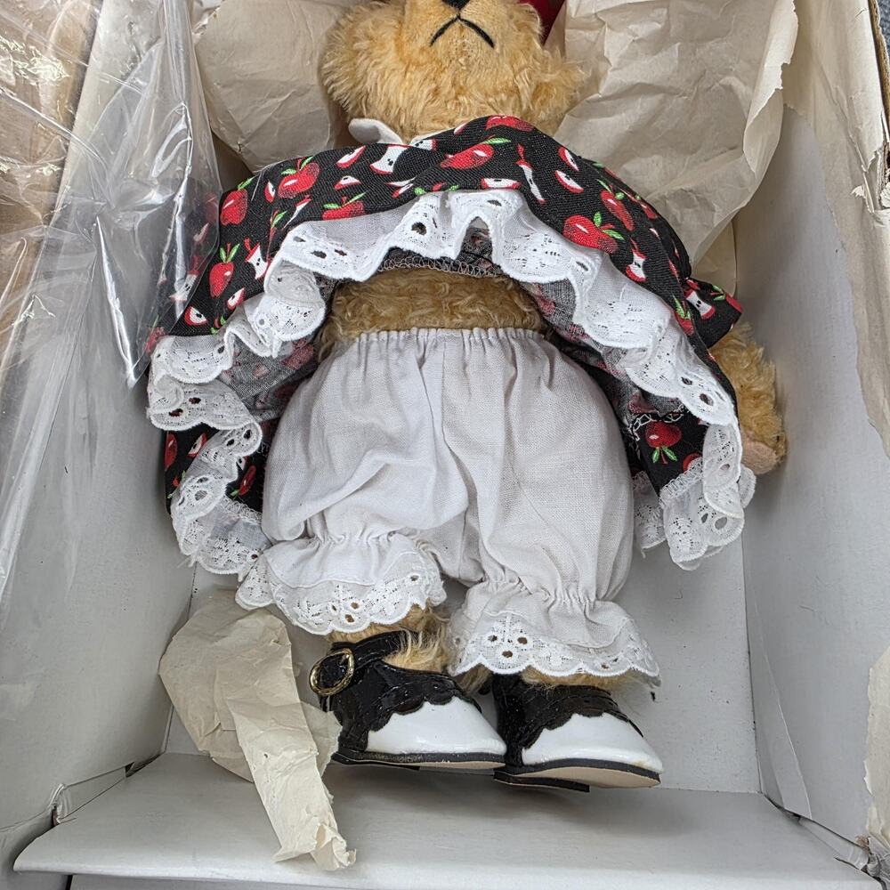 Vintage 1995 Gallery Teddies Addie In September Artist Bear 10 In Hat Dress Box - Picture 6 of 13